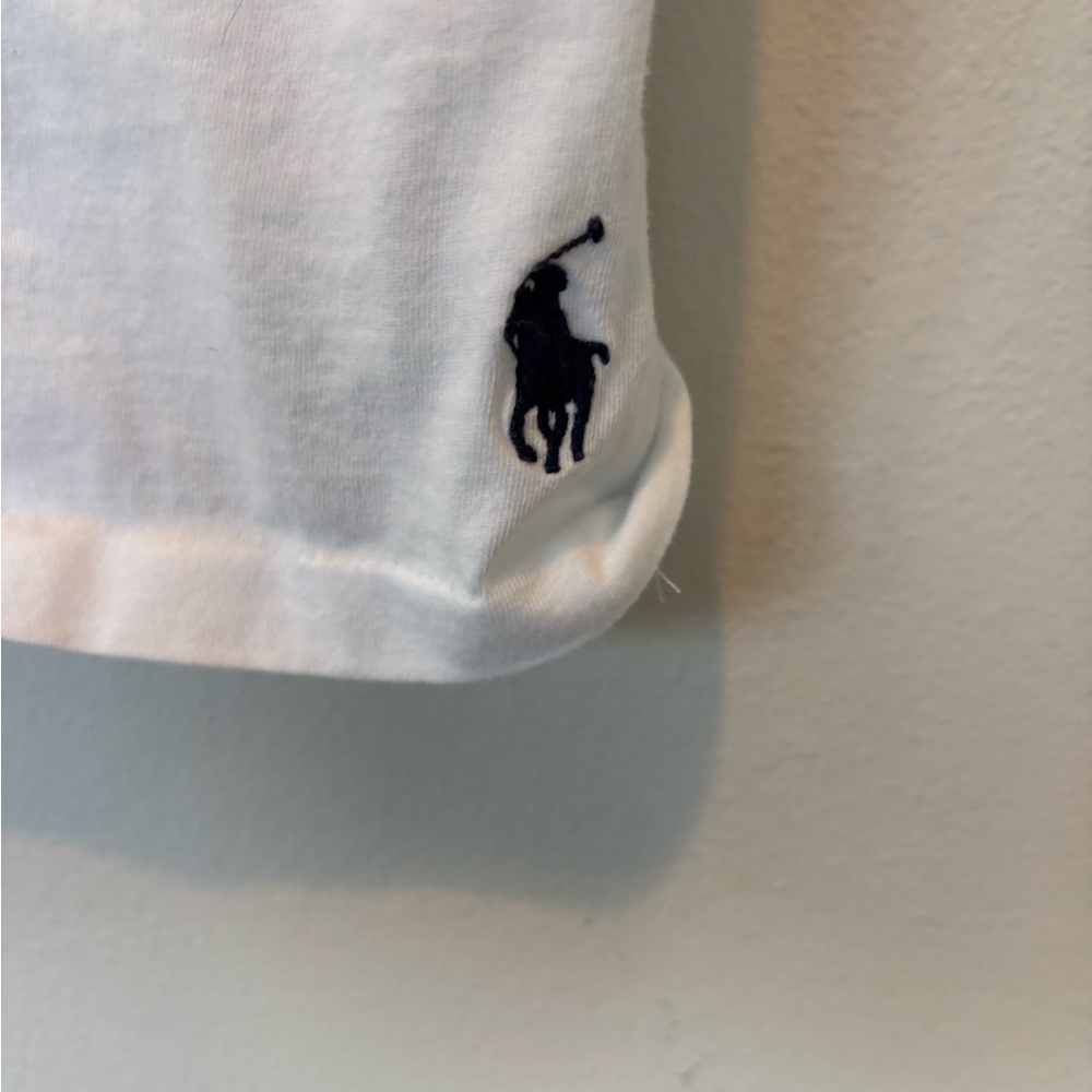 Ralph Lauren White Short Sleeve Tee with Navy POLO Logo 221 - Picture 3 of 5
